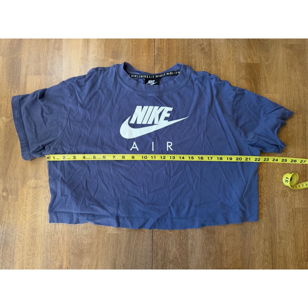 Nike Air Women's Cropped Graphic T-Shirt Blue Purple Medium Logo Tee